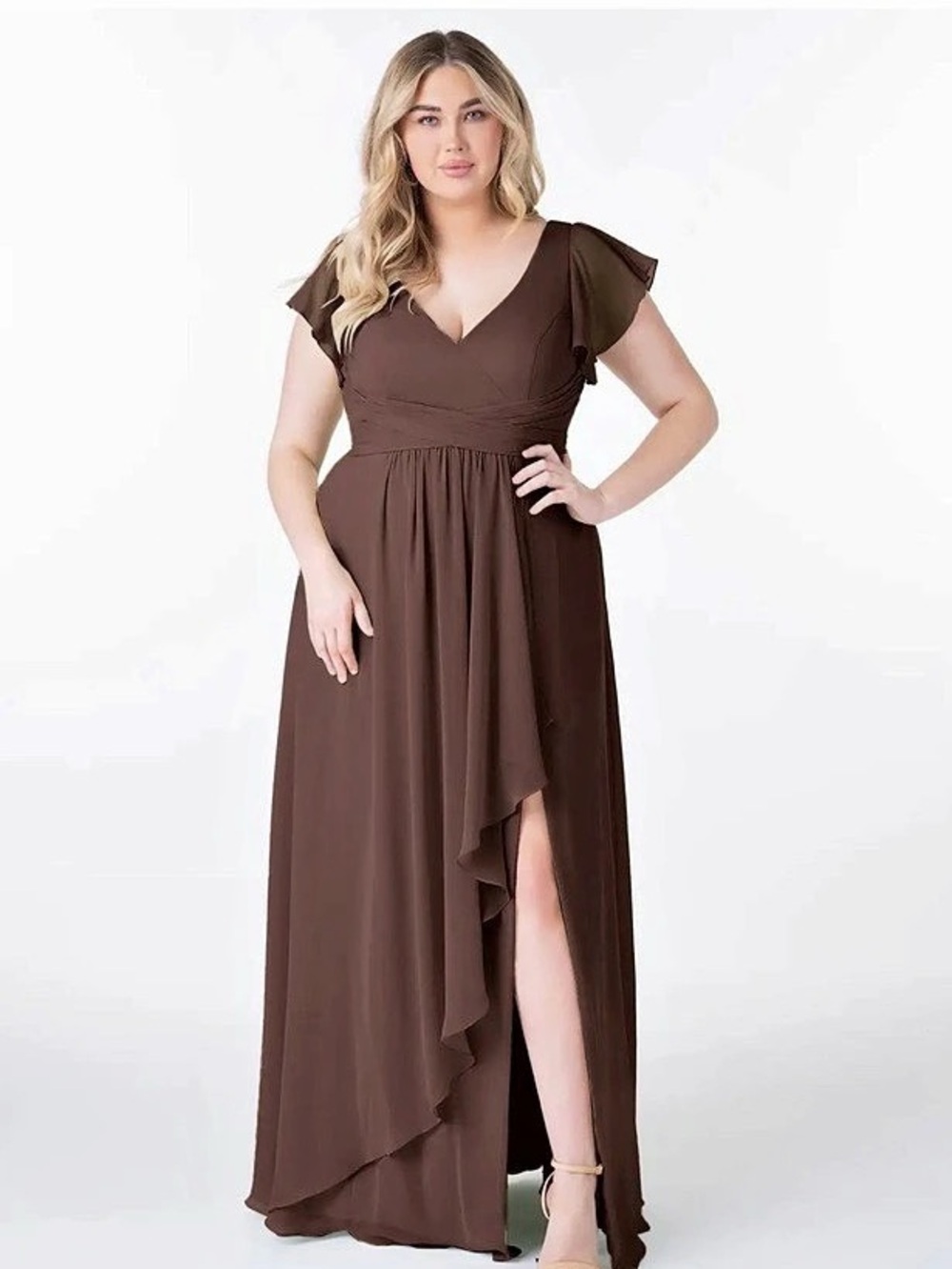Azazie Omari Brown Maxi Dress